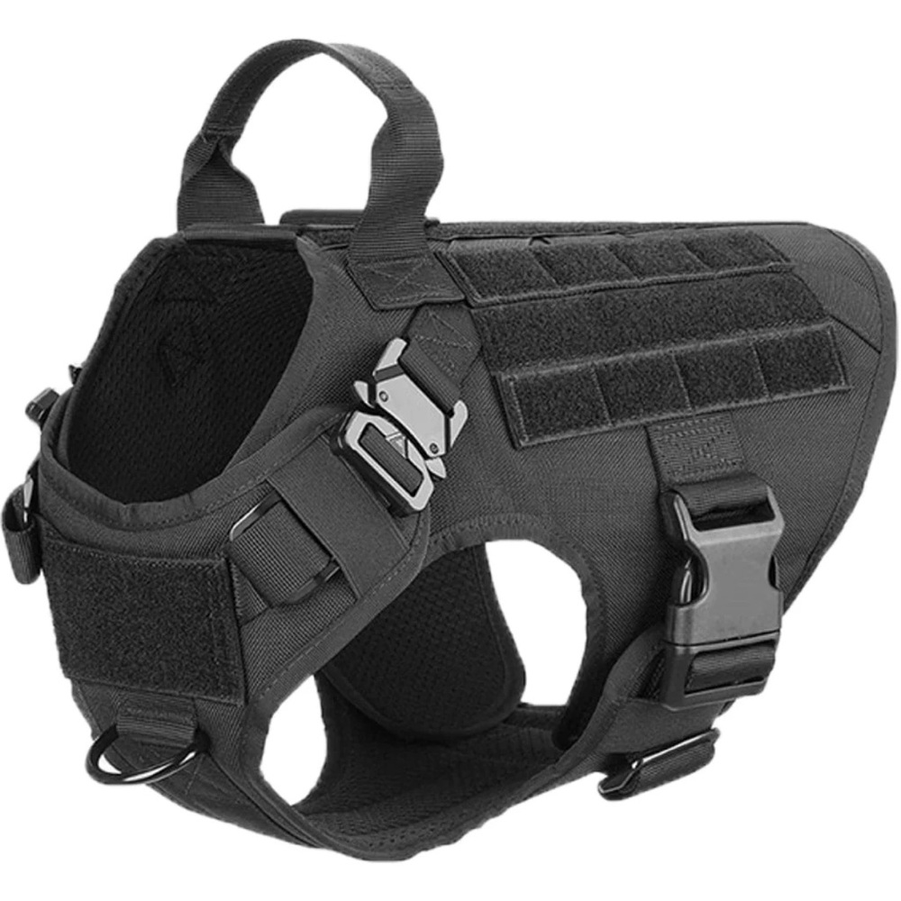 Tactical Dog Harness K9 Military Style No-Pull Working Dog Vest Medium Black NEW